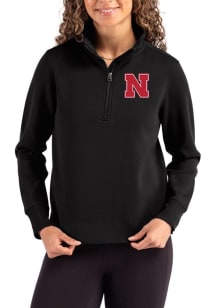 Cutter and Buck Nebraska Cornhuskers Womens Black Roam Qtr Zip