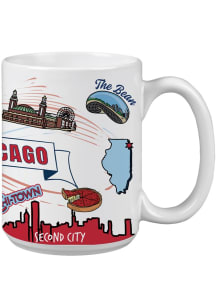 Chicago City Collage 15oz Ceramic Mug - Red