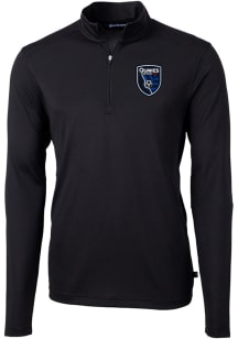 Cutter and Buck San Jose Earthquakes Mens Black Virtue Eco Pique Big and Tall Qtr Zip