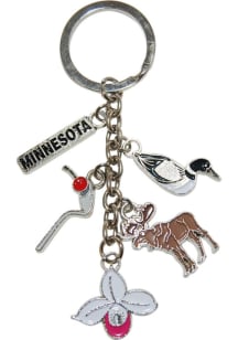 Minnesota 5 Dangle Keychain - Silver