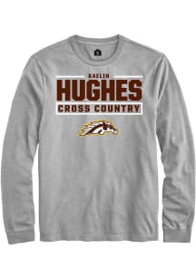 Kaelin Hughes Western Michigan Broncos Grey NIL Stacked Box Long Sleeve Player T Shirt