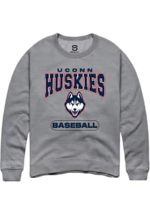 Summit Sportswear UConn Huskies Mens Graphite Baseball Long Sleeve Crew Sweatshirt