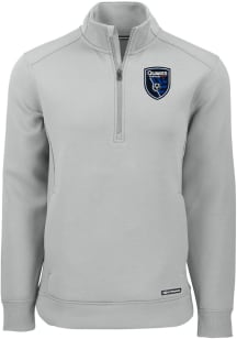 Cutter and Buck San Jose Earthquakes Mens Grey Roam Long Sleeve Qtr Zip Pullover