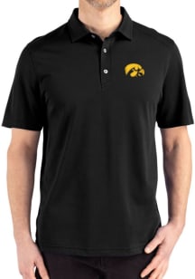Cutter and Buck Iowa Hawkeyes Black Advantage Refresh Pique Big and Tall Polo