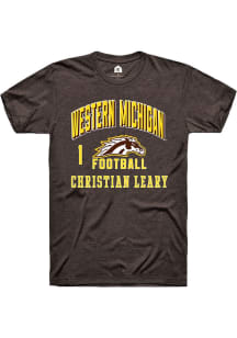 Christian Leary Western Michigan Broncos Brown Football NIL Arch Logo Short Sleeve Player T Shirt