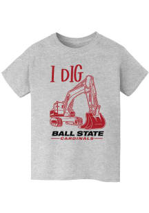 Vive La Fete Ball State Cardinals Youth Grey Excavator Short Sleeve T-Shirt