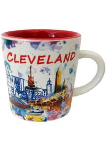 Cleveland Watercolor 16 oz Ceramic Mug - White