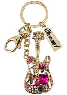 Cleveland Glitzy Guitar Design Keychain - Silver