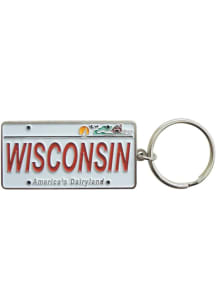 Wisconsin Wisconsin License Plate Keychain - White