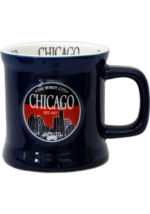 Chicago City Vintage Circle Skyline Ceramic Mug - Blue