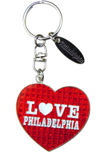 Philadelphia City Heart Shaped Keychain - Red