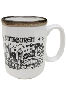 Pittsburgh City 15oz Drip Ceramic Mug - White