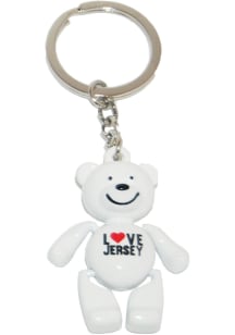 New Jersey I Love State Bear Keychain - White