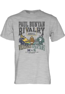 Blue 84 Michigan State Spartans Grey Football vs Michigan Wolverines Short Sleeve T Shirt