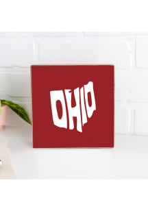 Ohio 6x6 Rustic Block Sign - Red