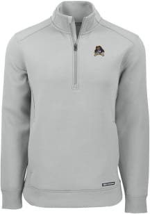 Cutter and Buck East Carolina Pirates Mens Ash Roam Long Sleeve Qtr Zip Pullover