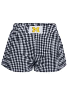 Hype and Vice Michigan Wolverines Womens Navy Blue Gingham Shorts
