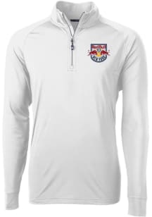 Cutter and Buck New York Red Bulls Mens White Adapt Eco Knit Long Sleeve Qtr Zip Pullover