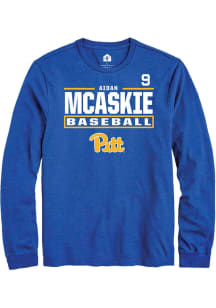 Aidan McAskie Pitt Panthers Blue NIL Stacked Box Long Sleeve Player T Shirt