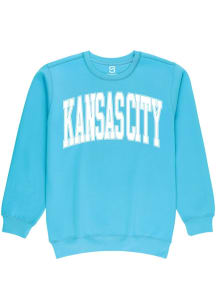 Summit Sportswear Kansas City Womens Sky Blue Arched Wordmark Crew Sweatshirt