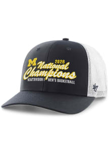 47 Michigan Wolverines 2026 NCAA D1 Men's Basketball Champs Trucker Adjustable Hat - Navy Blue