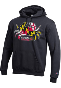 Champion Maryland Terrapins Mens Black State Crab Powerblend Long Sleeve Hoodie
