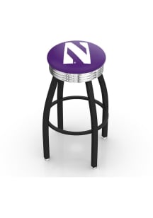 Northwestern Wildcats 3 Ring Chrome Seat Pub Stool - Black