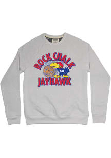 Homefield Kansas Jayhawks Mens Grey Rock Chalk Vintage Long Sleeve Fashion Sweatshirt