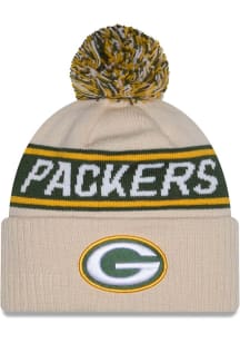 New Era Green Bay Packers White DL Team Slogan Pom Cuff Mens Knit Hat