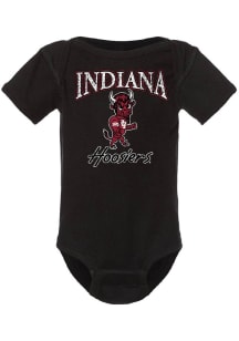 Summit Sportswear Indiana Hoosiers Baby Black Primary Logo Short Sleeve One Piece