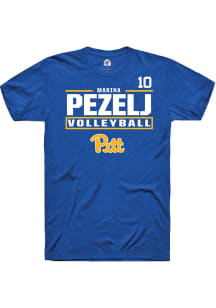 Marina Pezelj Pitt Panthers Blue NIL Stacked Box Short Sleeve Player T Shirt