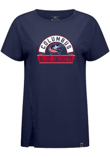 Levelwear Columbus Blue Jackets Womens Navy Blue Influx Banner Arch Short Sleeve T-Shirt