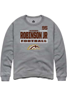 DeShawn Robinson Jr Western Michigan Broncos Mens Grey Football NIL Stacked Box Player Crew
