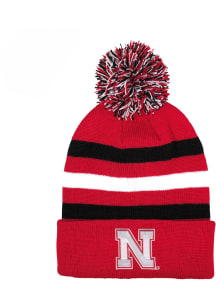 LogoFit Nebraska Cornhuskers Red Jr Haltime Pom Youth Knit Hat