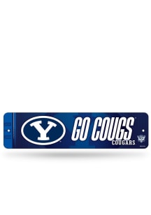BYU Cougars Go Cougs 4x15 Metal Street Sign - Silver