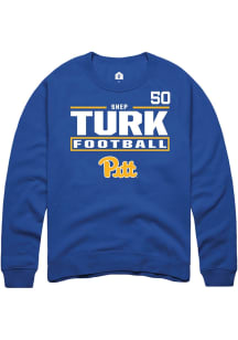 Shep Turk Pitt Panthers Mens Blue Football NIL Stacked Box Player Crew