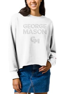 George Mason University Womens White Reverse Fleece Crew Sweatshirt