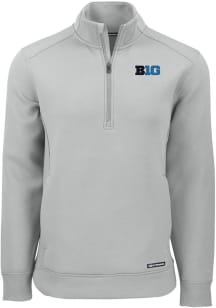 Cutter and Buck Big Ten Mens Ash Roam Long Sleeve Qtr Zip Pullover