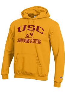 Champion USC Trojans Mens Gold Swimming & Diving Icon Long Sleeve Hoodie