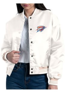 Starter Oklahoma City Thunder Womens White Satin Medium Weight Jacket