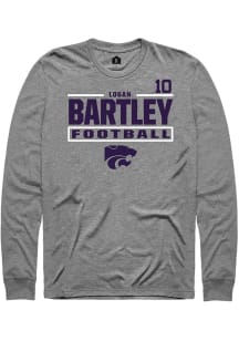 Logan Bartley K-State Wildcats Graphite Football NIL Stacked Box Long Sleeve Player T Shirt