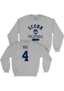 Isabella Sohl  Campus Ink UConn Huskies Youth Grey NIL Varsity Long Sleeve Crew Sweatshirt