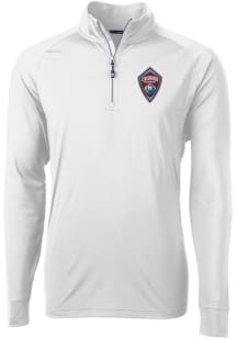 Cutter and Buck Colorado Rapids Mens White Adapt Eco Knit Long Sleeve Qtr Zip Pullover