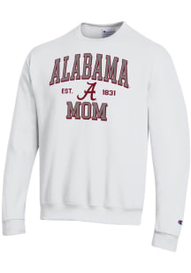 Champion Alabama Crimson Tide Mens White EST Date Mom Powerblend Long Sleeve Crew Sweatshirt