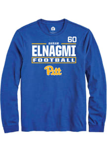 Akram Elnagmi Pitt Panthers Blue Football NIL Stacked Box Long Sleeve Player T Shirt