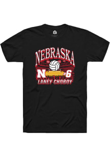 Laney Choboy Nebraska Cornhuskers Black NIL Name Number Net Short Sleeve Player T Shirt
