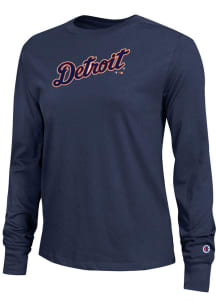 Champion Detroit Tigers Womens Navy Blue Core LS Tee