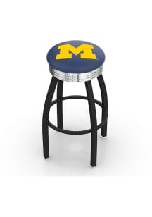 Michigan Wolverines 3 Ring Chrome Seat Pub Stool - Black