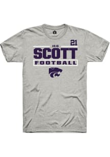 jojo scott K-State Wildcats Ash Football NIL Stacked Box Short Sleeve Player T Shirt