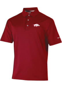 Columbia Arkansas Razorbacks Mens Red Sand Tee Short Sleeve Polo